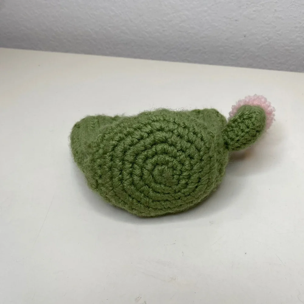 Handmade Crochet Cactus‎ Pencil Holder Green Pink Flower Desk Organizer Basket